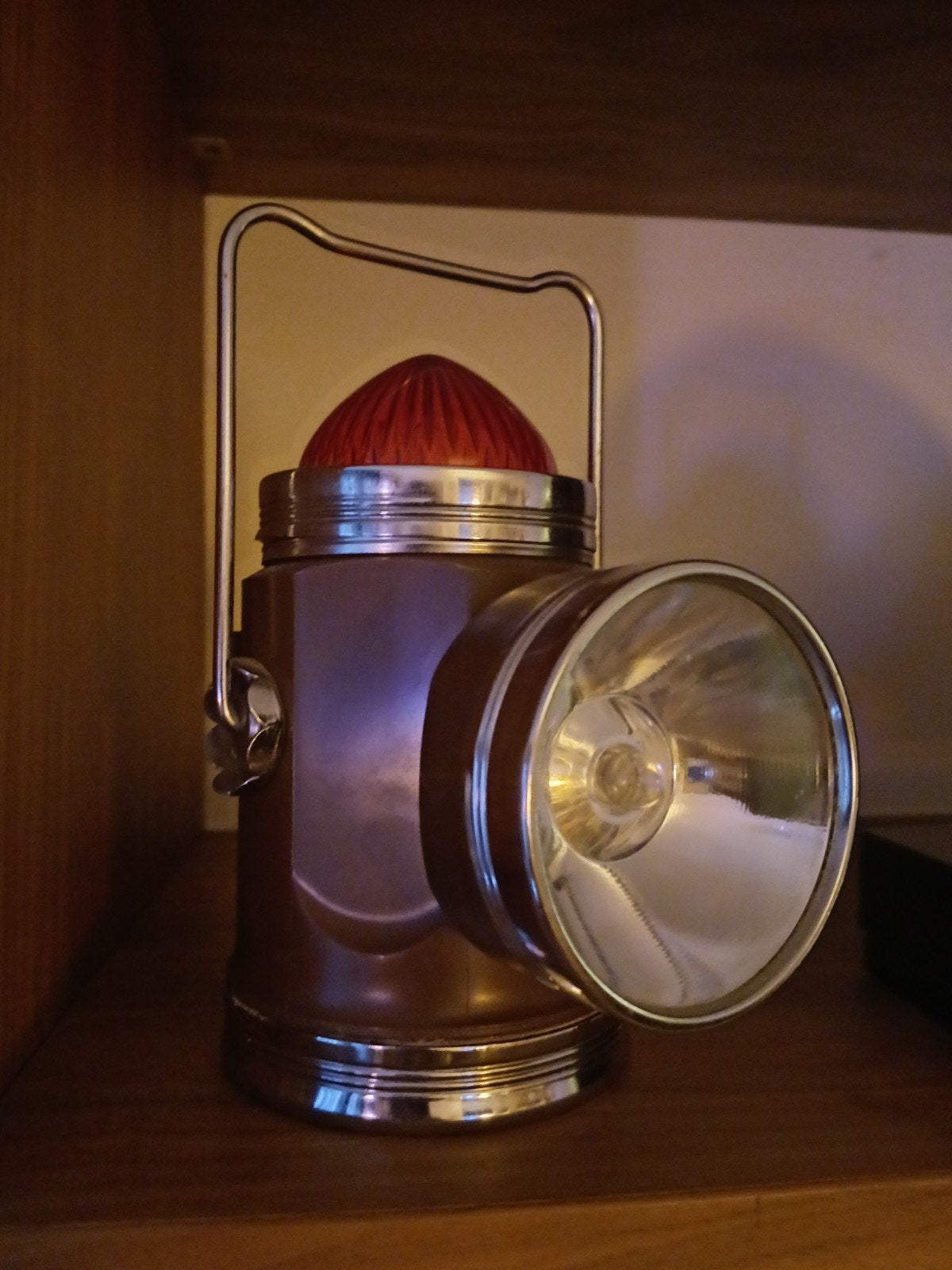 Vintage Pechlamp / Lantaarn met Rood Waarschuwingslicht, Ophalen of Verzenden