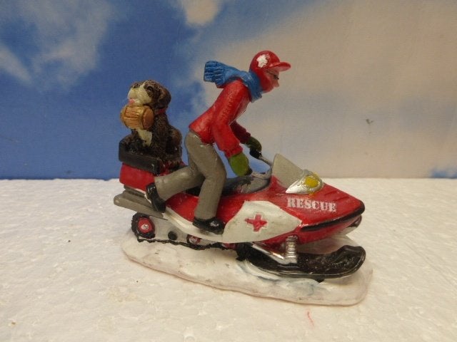 lemax ski patrol resque snowmobile kerstdorp sneeuwscooter, Ophalen of Verzenden, Zo goed als nieuw