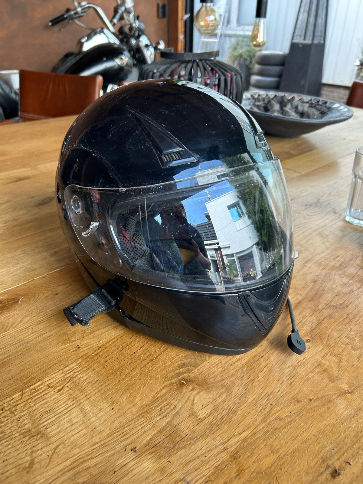 Zwarte Motorhelm Scooterhelm - Maat L (59-60), Overige merken, Ophalen of Verzenden, Integraalhelm, Dames
