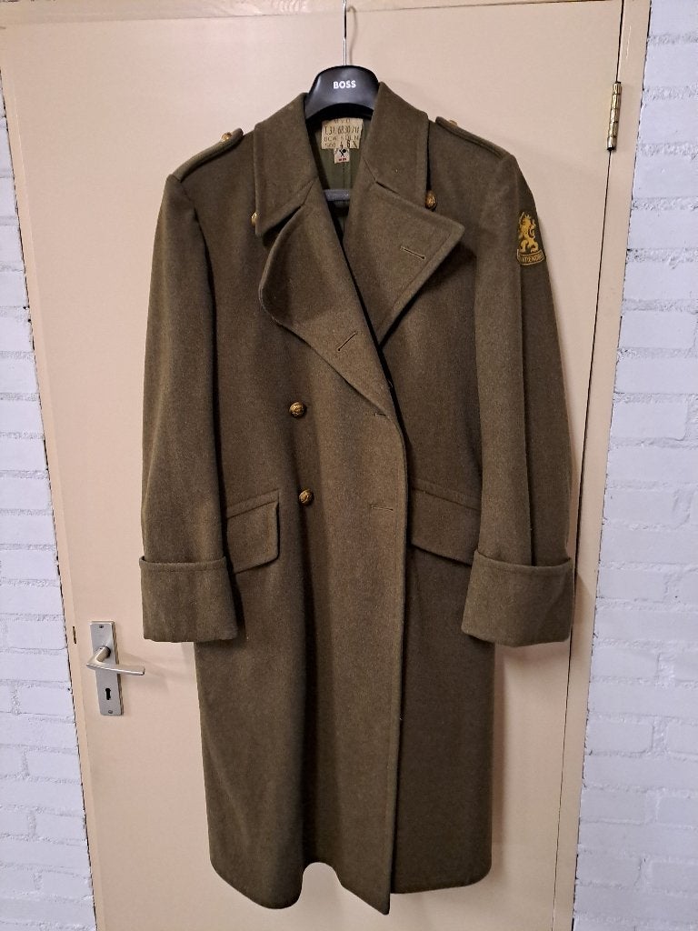 1 Militaire wollen officiers mantel van 1956., Ophalen, Landmacht, Nederland, Kleding of Schoenen
