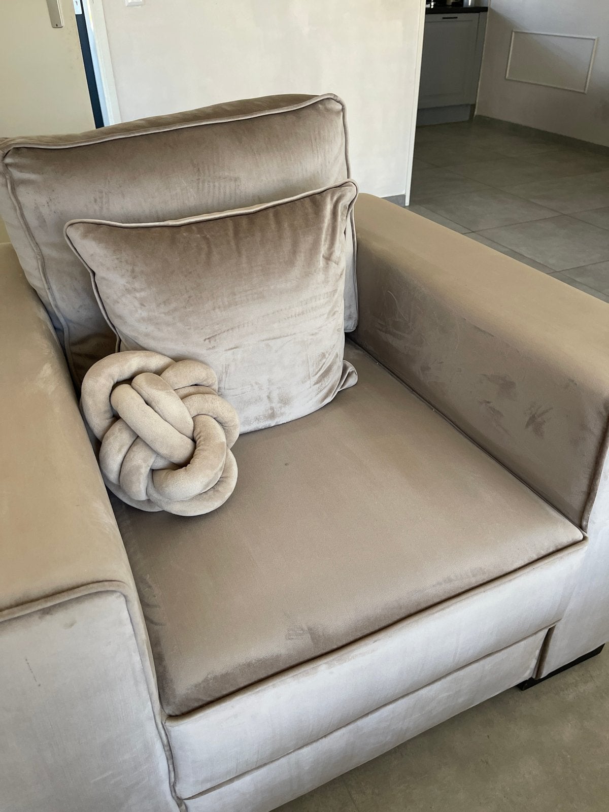 Zo goed als nieuwe loveseat met 3 kussens - Op maat gemaakt, Ophalen of Verzenden, Zo goed als nieuw, Stof