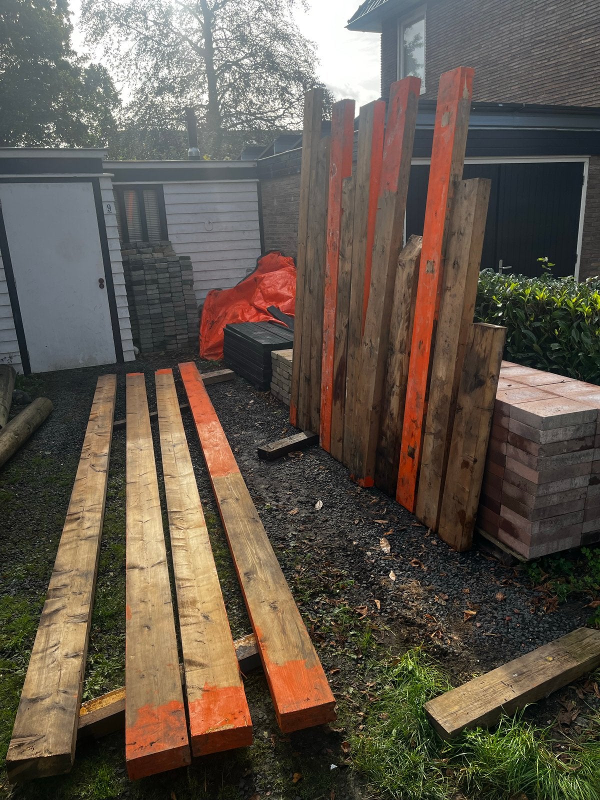 Gebruikte houten constructiebalken 70x200 en 6 mtr, Ophalen, Gebruikt, Balk, Vuren