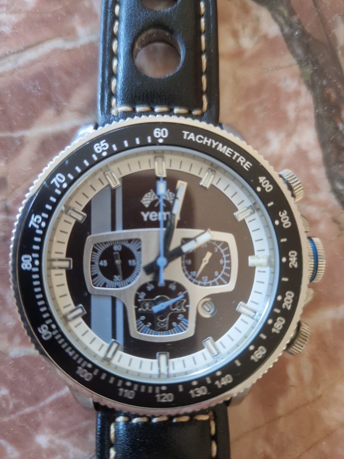 Yema Rallygraf YMHF0702 Quartz Chronograaf Herenhorloge, Overige merken, Leer, Staal, Polshorloge