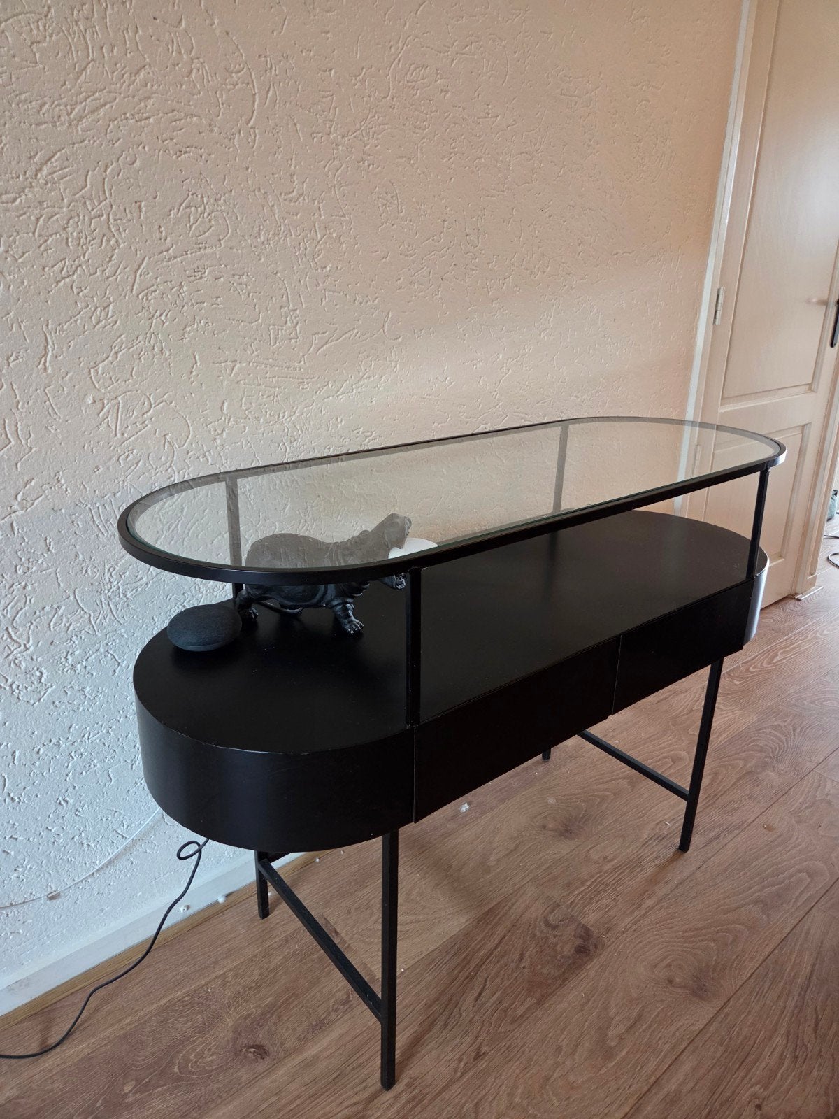 Wehkamp Dressoir Metaal met Glasplaat, Gebruikt, 100 tot 150 cm, Ophalen of Verzenden, Glas