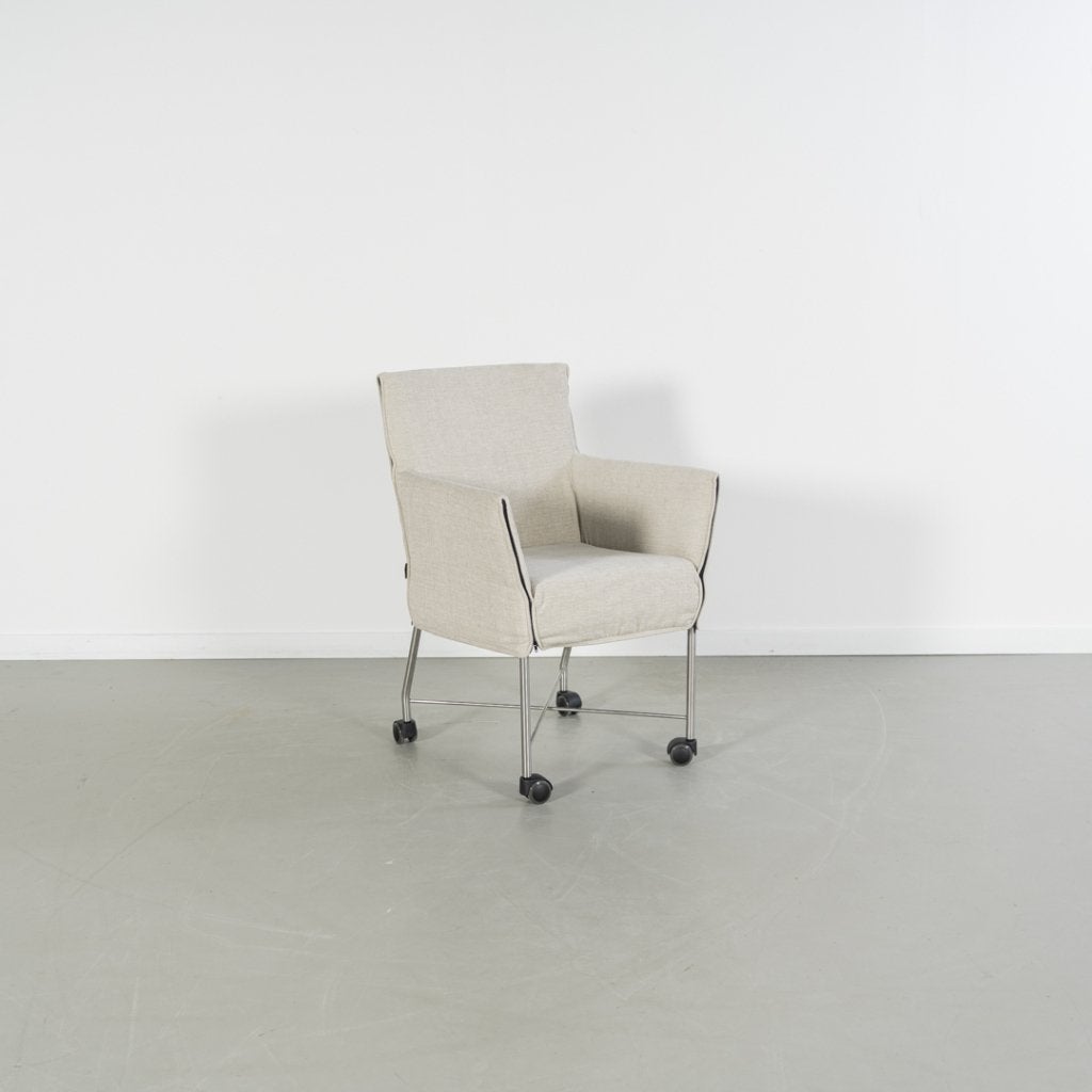 6x Montis Geraldine Eetkamerstoel Beige Stof - Chroom/Wielen, Huis en Inrichting, Niet ingevuld, Overige kleuren, Niet ingevuld