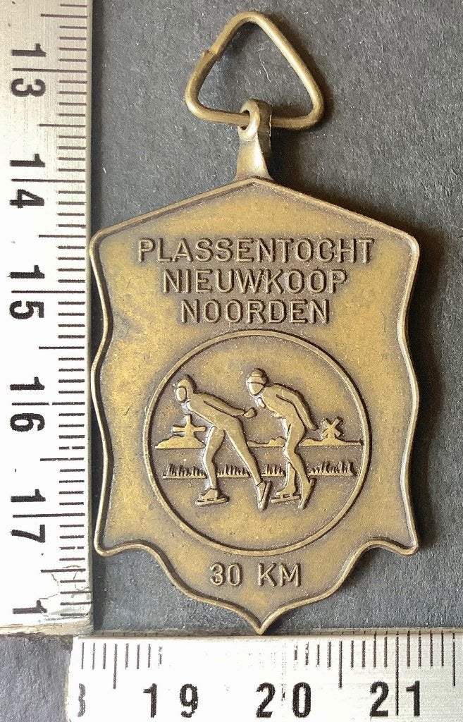 schaatsmedaille, Nieuwkoop-Noorden Plassentocht 30 KM (bl, Postzegels en Munten, Ophalen of Verzenden, Overige materialen