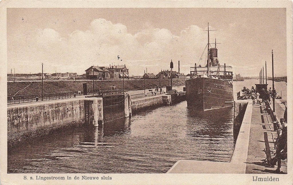 AM266 IJmuiden S.S. Lingestroom in sluis boot schip 1936, Verzenden, 1920 tot 1940, Gelopen, Noord-Holland