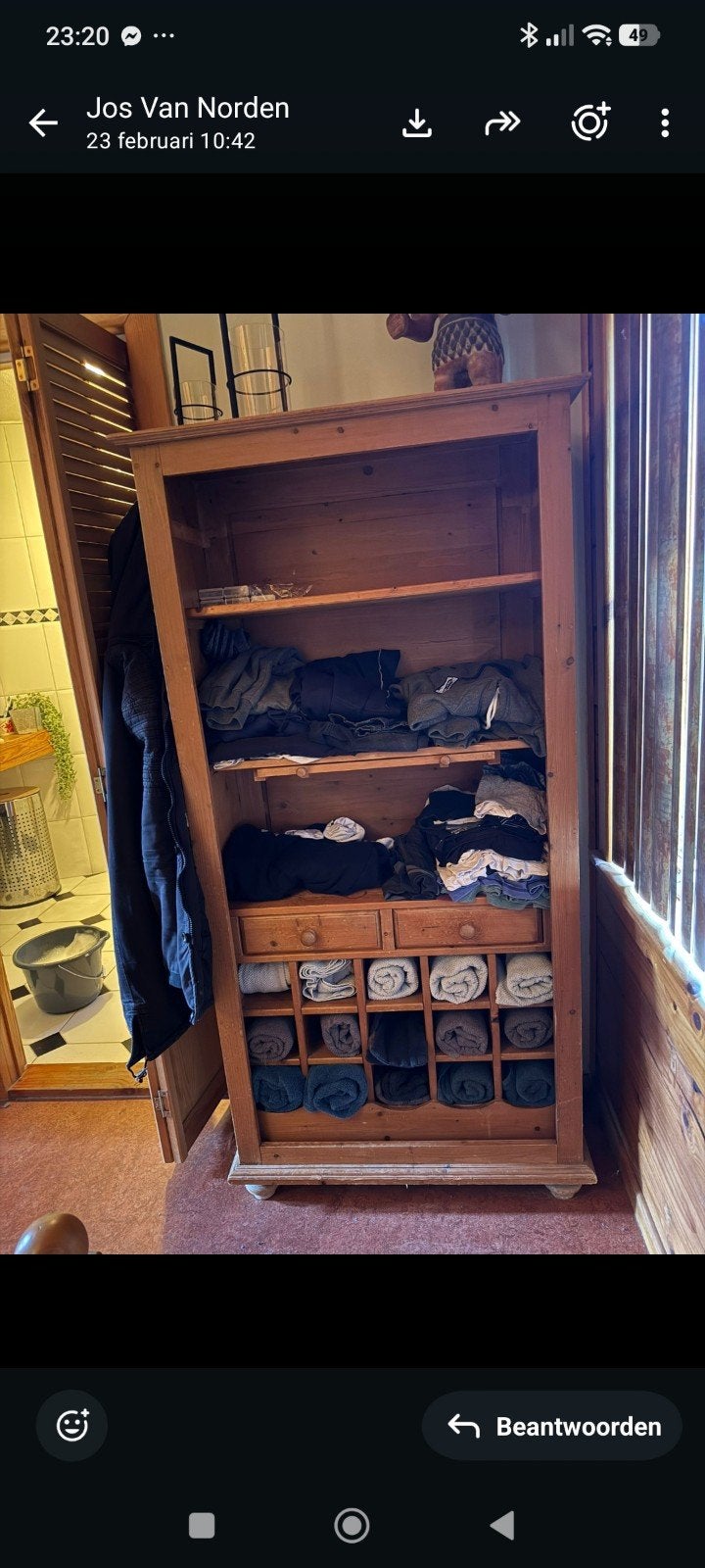 Handdoekkast, Huis en Inrichting, Badkamer | Badkamermeubels, Ophalen, (Half)hoge kast, Minder dan 50 cm, Gebruikt