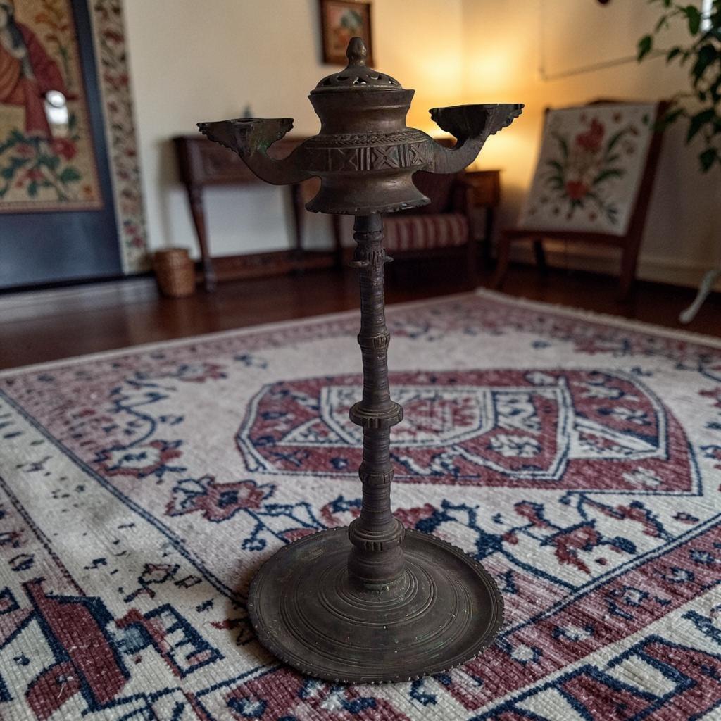 Bronzen Tempelolielamp uit Zuidoost-Azië met Diermotieven, Ophalen of Verzenden, Brons