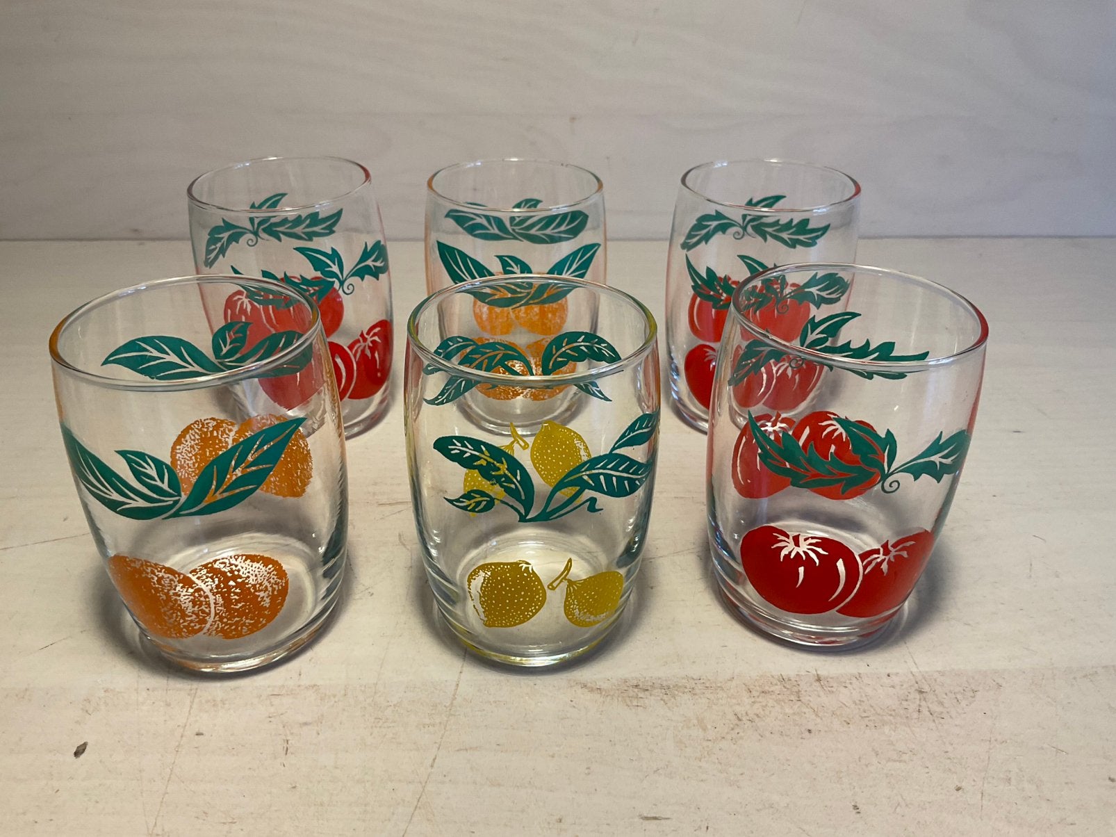 Zes vintage sapglaasjes limonadeglaasjes, Gebruikt, Overige typen, Ophalen of Verzenden, Glas
