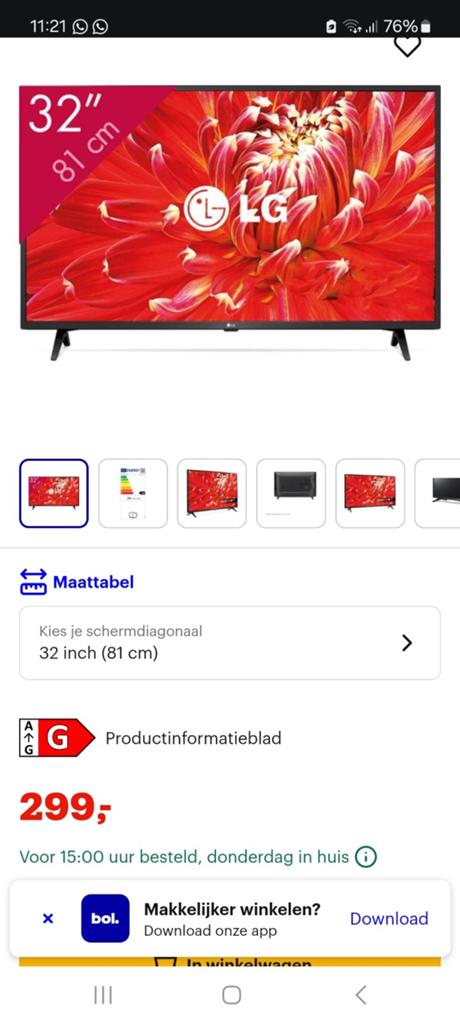 LG smart led tv 32inch full hd, 50 Hz, Zo goed als nieuw, LG, 80 tot 100 cm