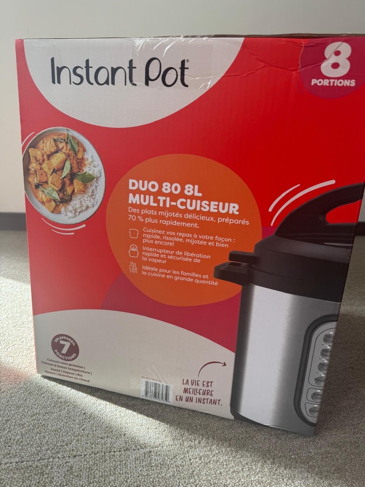 Instant Pot Duo 80 8L Multi-Cooker - Nieuw in doos, 4 liter of meer, Ophalen of Verzenden, Nieuw, 3 snelheden of meer
