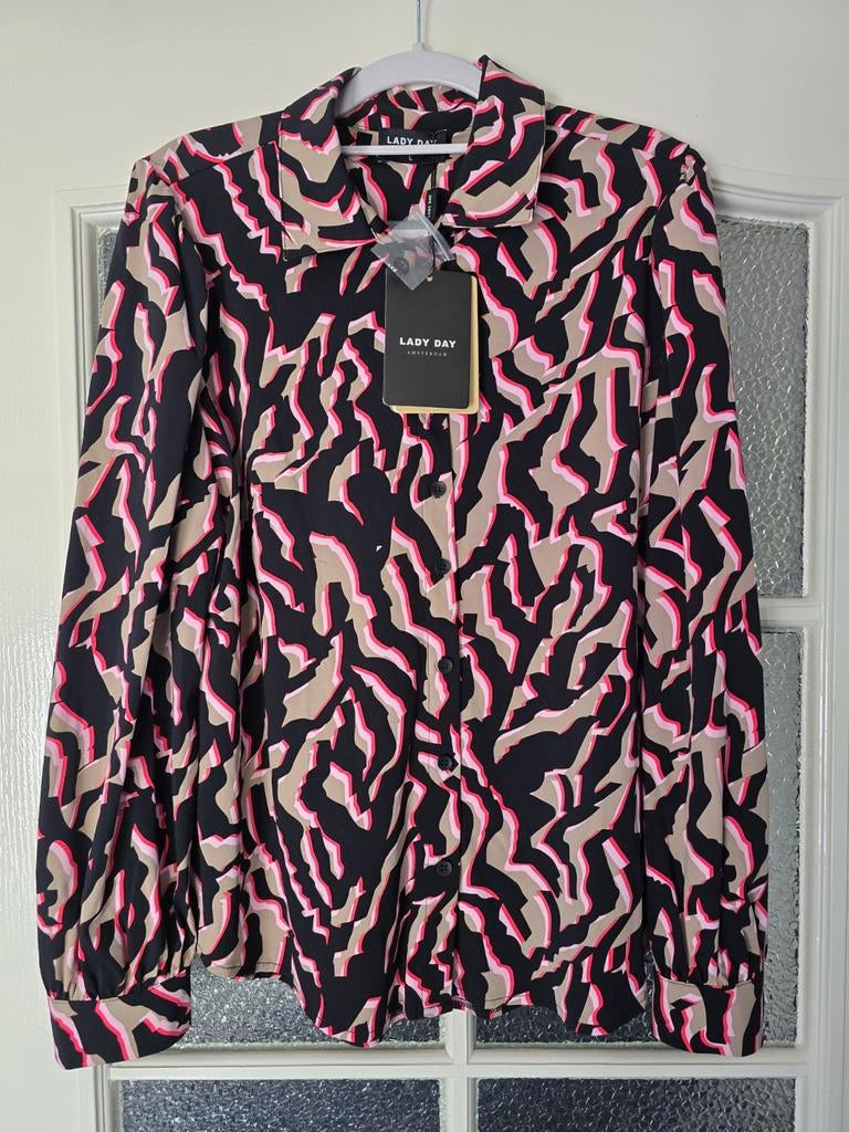 Nieuwe blouse lady day L travel zwart beige roze, Ophalen of Verzenden, Nieuw, Zwart