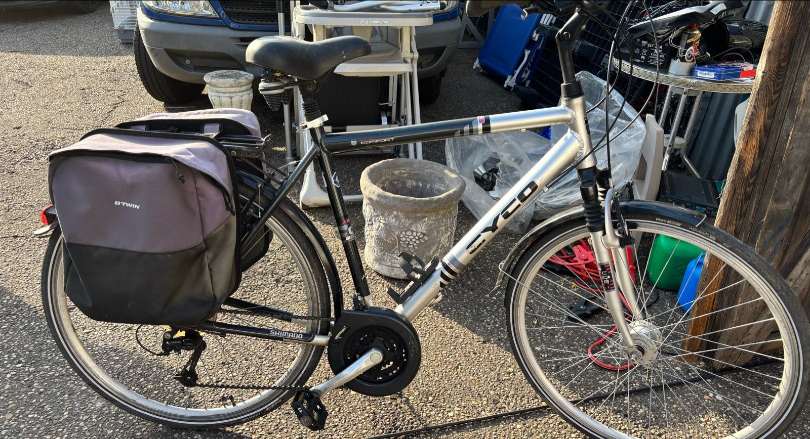 Cyco Comfort fiets met fietstassen en Shimano versnellingen, Fietsen en Brommers, Gebruikt, Velgrem, Versnellingen, 53 tot 57 cm