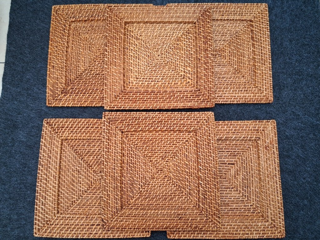 Set rieten onderleggers, Ophalen, Hout, Bruin, Zo goed als nieuw