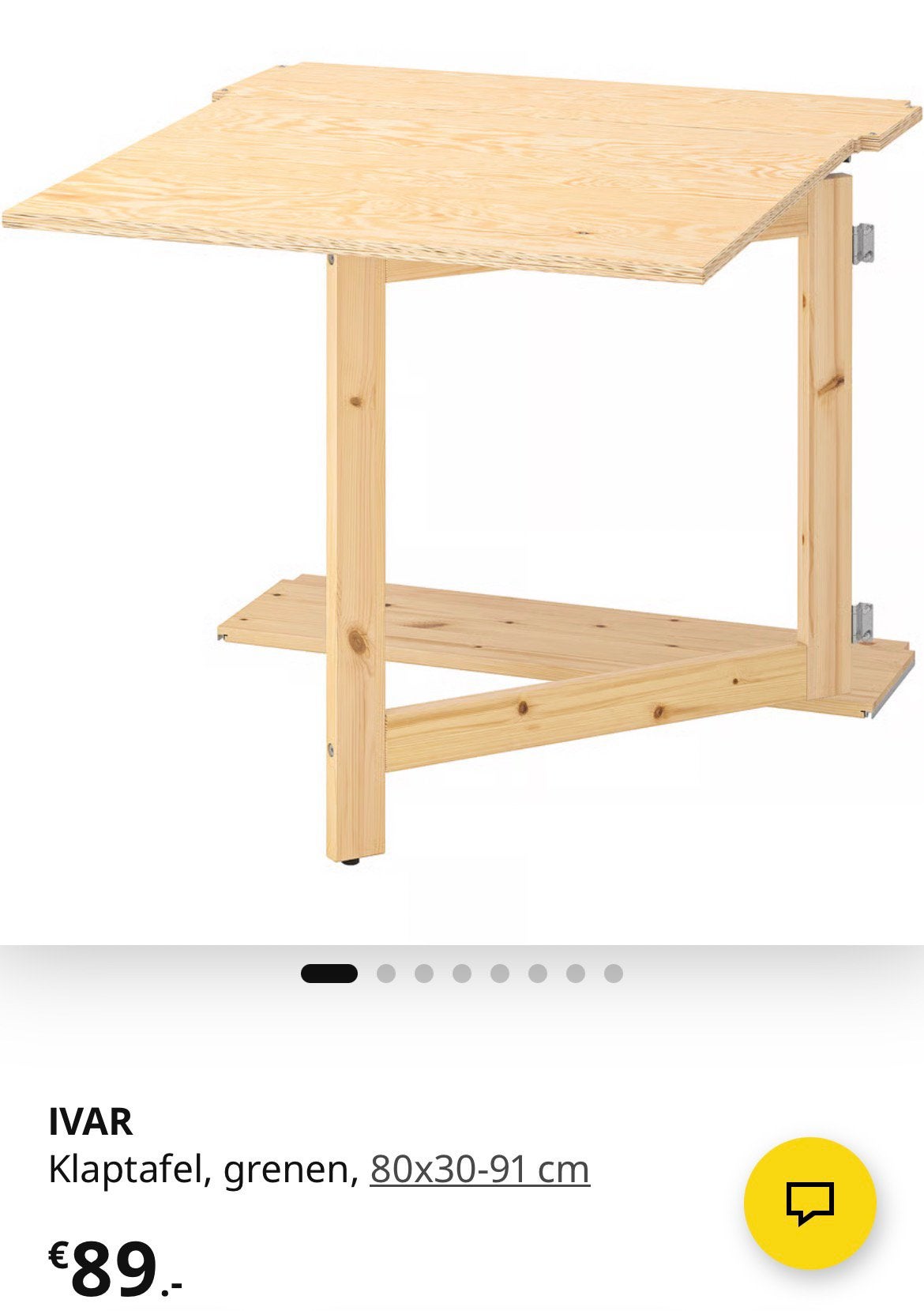 Ivar Klaptafel zgan, Ophalen of Verzenden, Zo goed als nieuw, Rond, 50 tot 100 cm