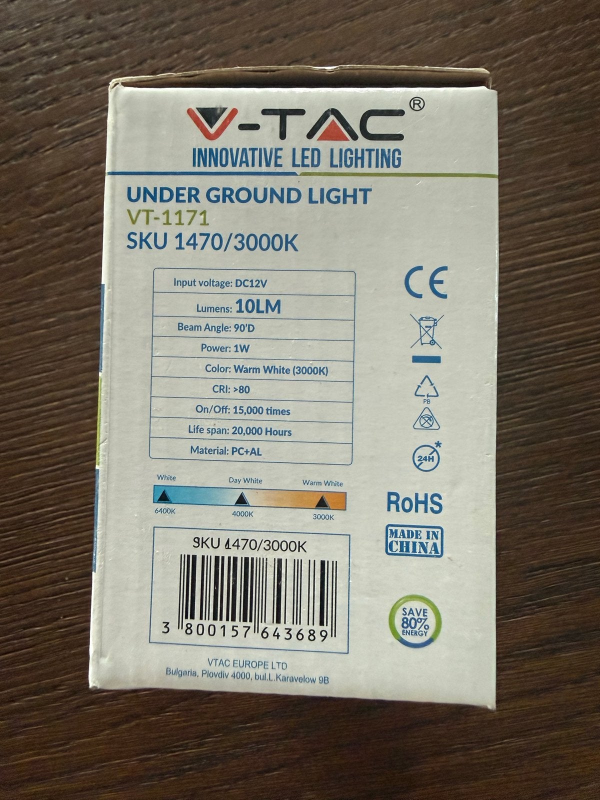 V-Tac Led looplamp (grondspot) VT-1171 - 3 stuks, Minder dan 50 watt, Nieuw, Ophalen of Verzenden, Netvoeding