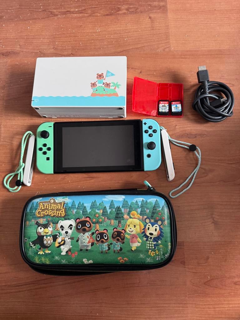 Nintendo switch animal crossing editie, Ophalen of Verzenden, Zo goed als nieuw, Met 1 controller, Switch Original