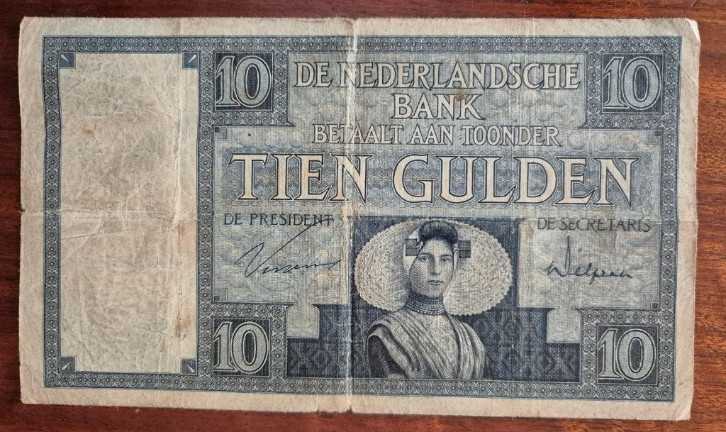 10 gulden 1924 (1930) Zeeuws meisje, Postzegels en Munten, Ophalen, 10 gulden, Los biljet