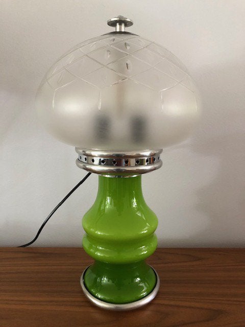 Tafellamp, mushroom, Italiaans, Murano, vintage, jr 60/70, Ophalen of Verzenden, Vintage, Groen, Glas