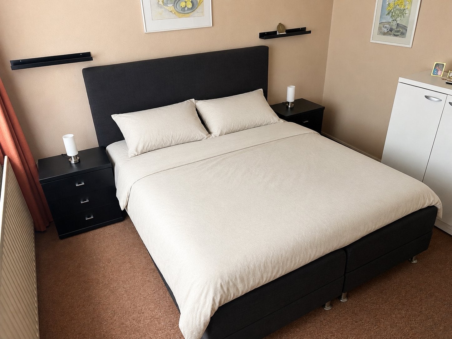 Caresse boxspring 160x200 met electrisch verstelbare bodem, Ophalen, Zwart, Tweepersoons, Zo goed als nieuw