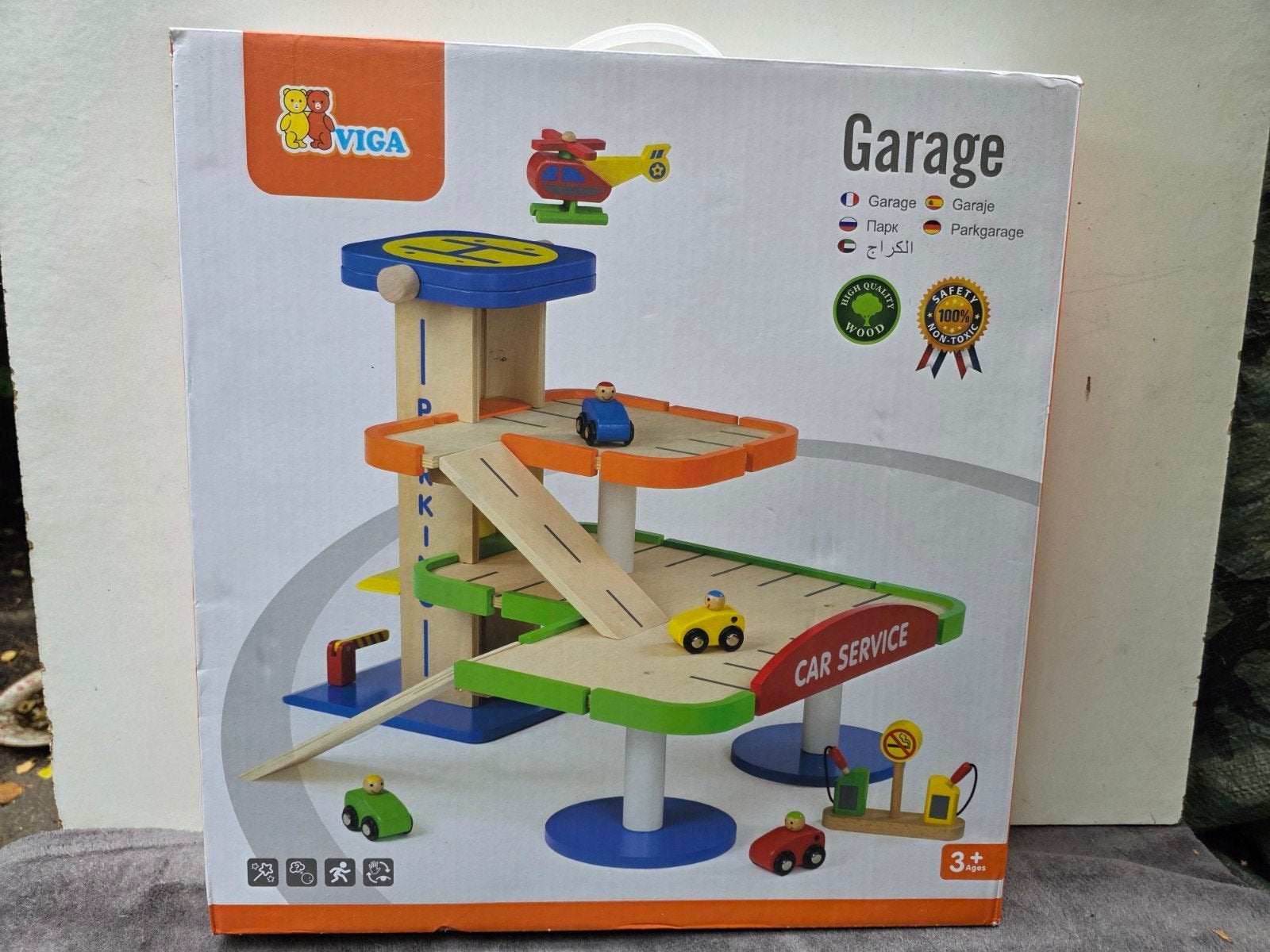 VIGA Houten Parkeergarage met Helikopter en Auto's, Ophalen of Verzenden, Nieuw, Jongen of Meisje