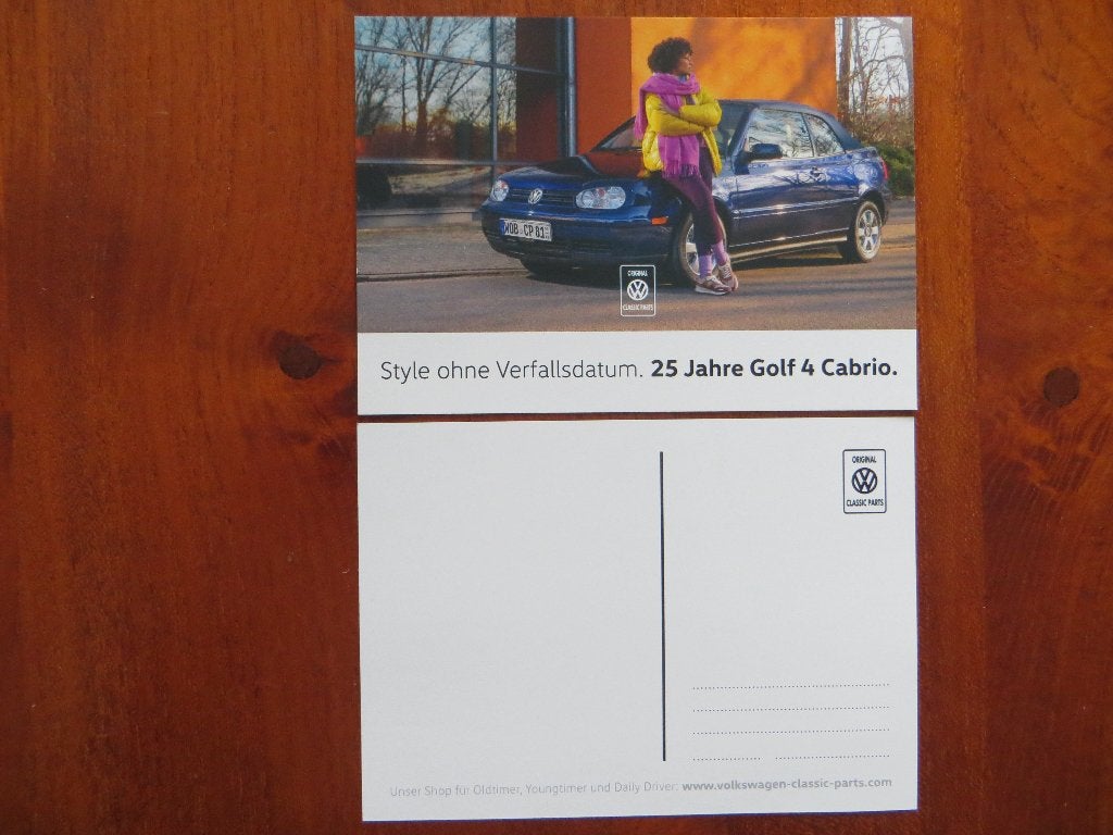 Ansichtkaart 25 Jahre Volkswagen Golf 4 Cabrio, Ophalen of Verzenden, Nieuw, Volkswagen