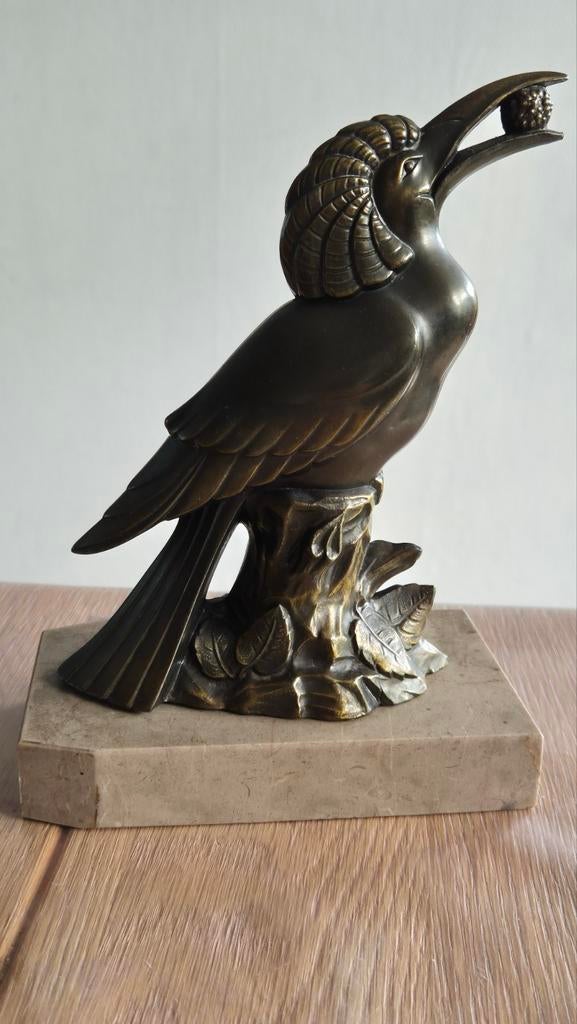Toekan sculptuur, Antiek en Kunst, Ophalen of Verzenden, Brons, 20 - 50 cm, Op sokkel