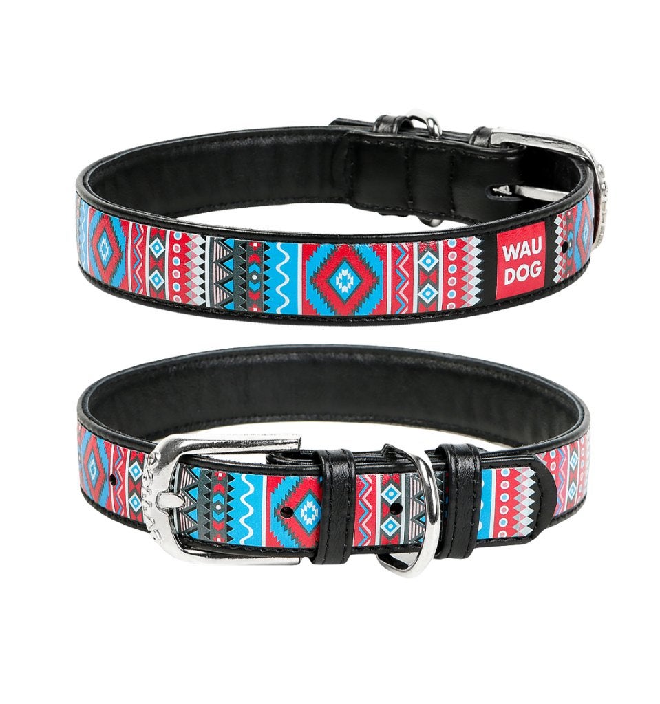WAUDOG Ethno Lederen Halsband Zwart Nek 19-25 cm KOOPJE!!!, Dieren en Toebehoren, Hondenhalsbanden en Penningen, Nieuw, Handgemaakt