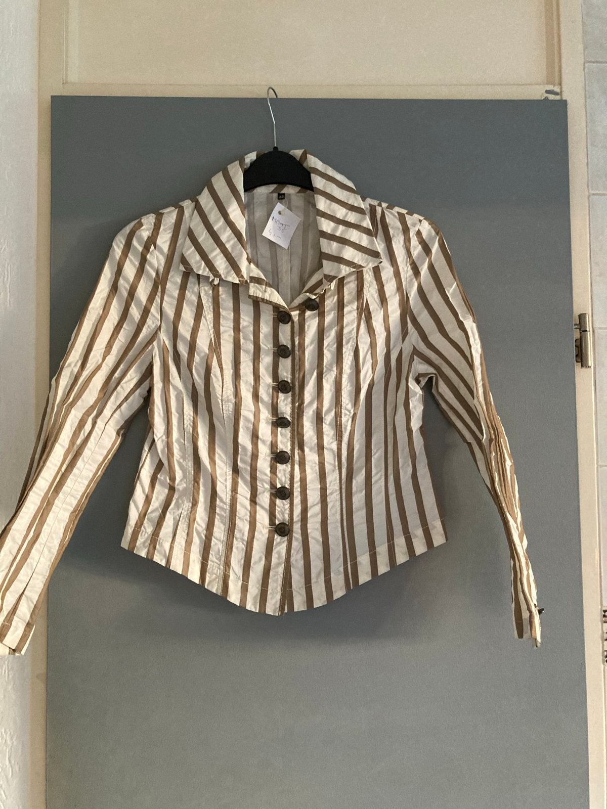 La Ligna gestreept jasje beige/wit - Maat 38, Maat 38/40 (M), Beige, Ophalen of Verzenden, Zo goed als nieuw