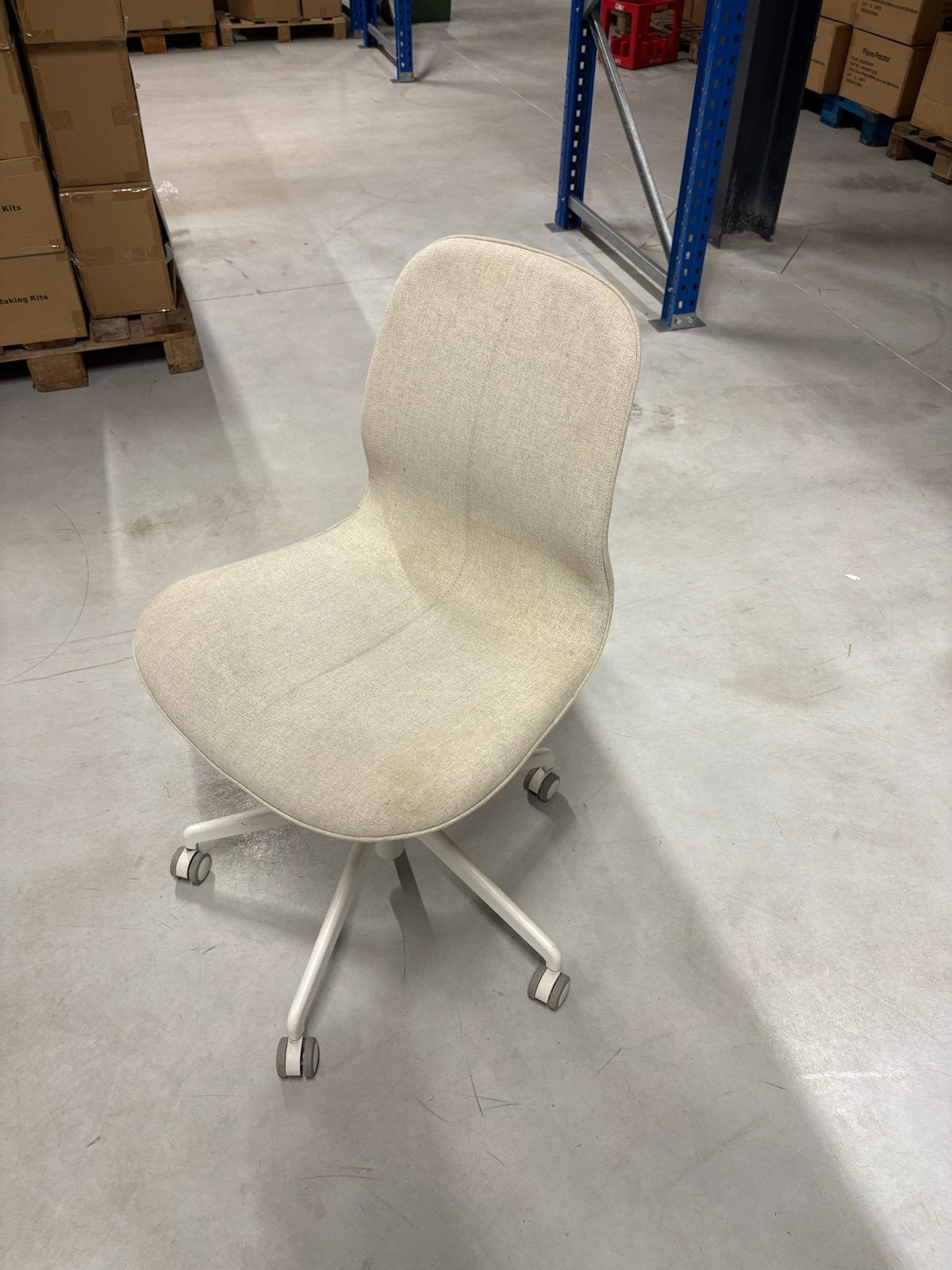 Ikea Bureaustoel Langfjall beige/wit (uitwasbaar), Ophalen, Gebruikt, Beige, Bureaustoel