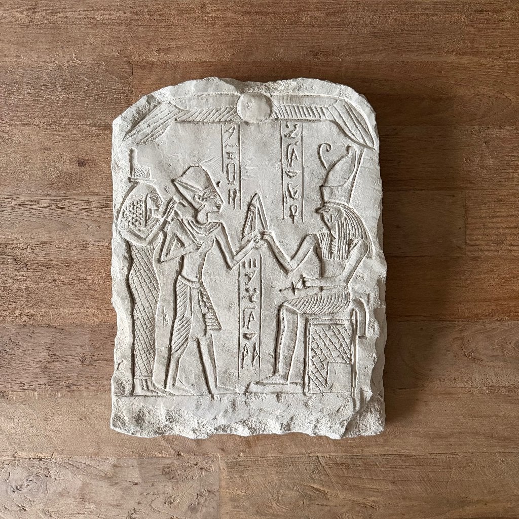 Groot massief stenen Egyptisch reliëf 52 cm - hiërogliefen, Ophalen of Verzenden, Gebruikt, Overige typen