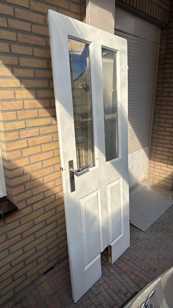 Hoiten deur met opening voor kattenluik, Ophalen, Gebruikt, Binnendeur, 200 tot 215 cm