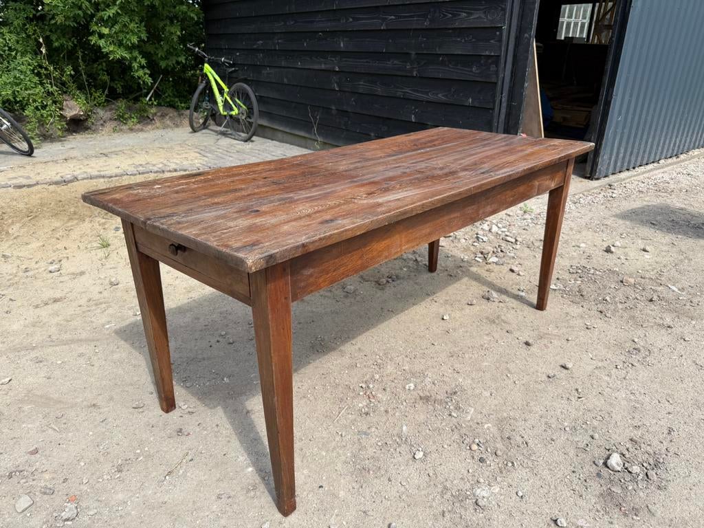 Koloniale tafel met 2 lades, Huis en Inrichting, Tafels | Eettafels, Ophalen, Klassiek, koloniaal, Gebruikt, 50 tot 100 cm
