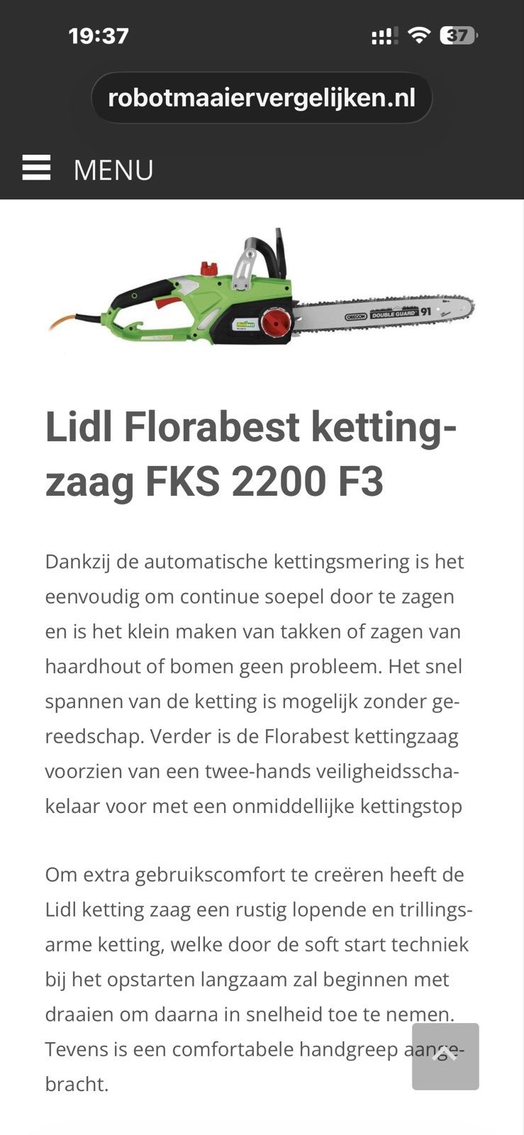 Lidl Florabest kettingzaag FKS 2200 F3/G4 - 2200W, Doe-het-zelf en Verbouw, Gebruikt, 70 mm of meer, Kettingzaag, Ophalen of Verzenden