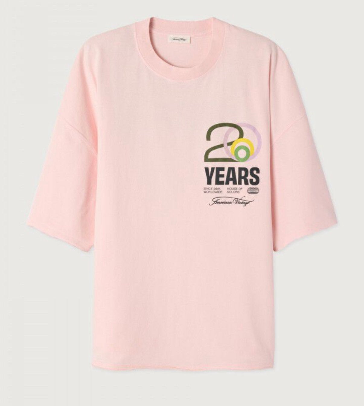 Unisex American Vintage T-shirt 20 Years Collectie Nieuw, Kleding | Dames, T-shirts, Verzenden, Nieuw, Roze, Korte mouw