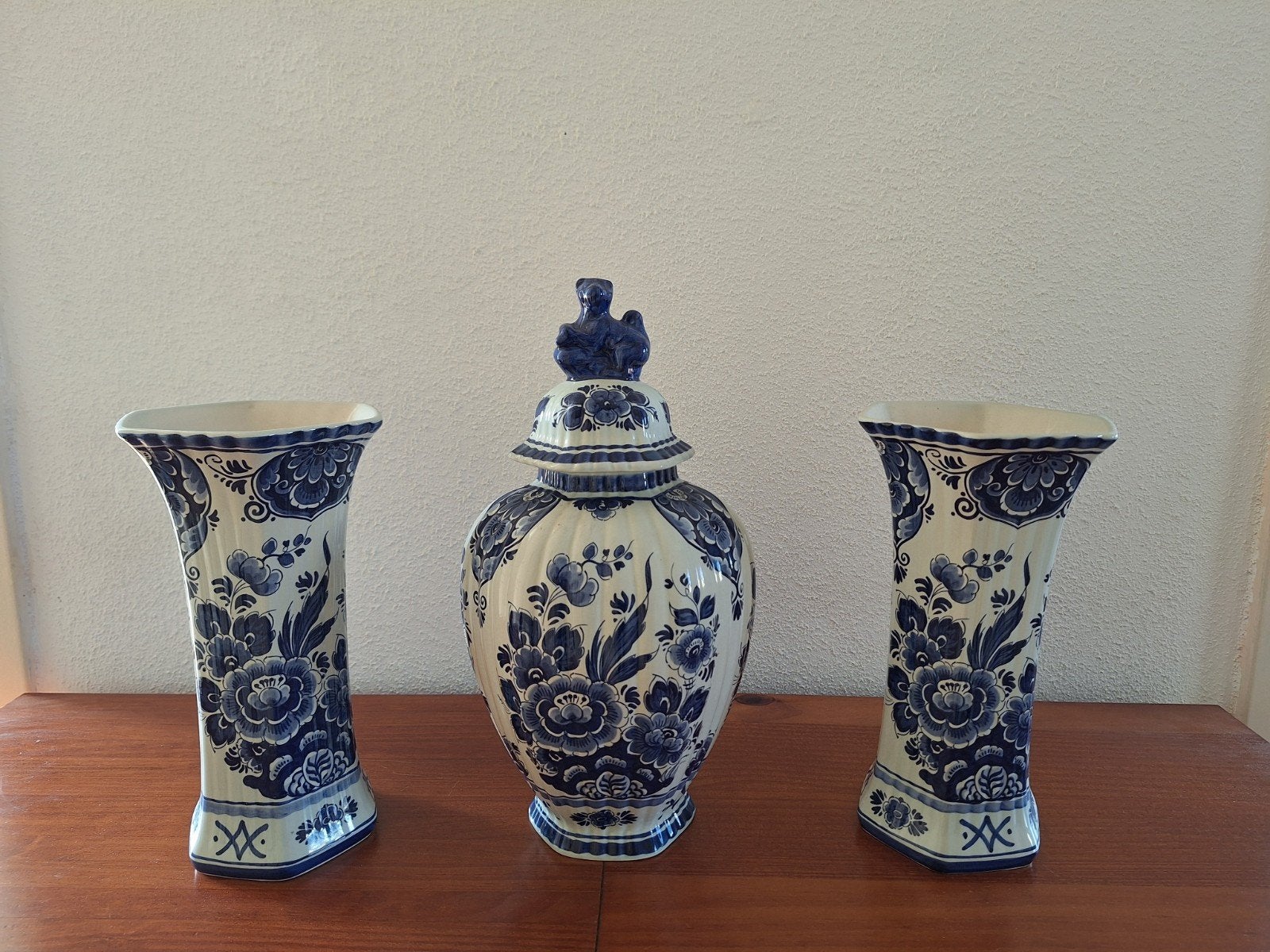 Delfts Blauw Vazen en Dekselvaas - Handwerk Holland, Ophalen of Verzenden