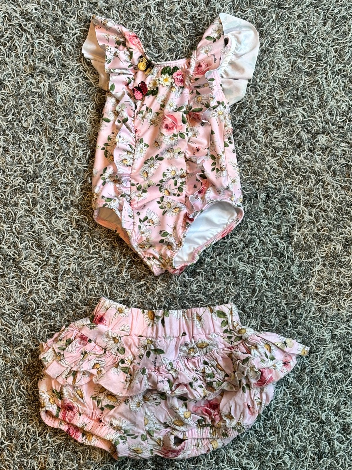 Monnalisa badbak met bijpassend broekje 9 maanden, Meisje, Badpak, Ophalen of Verzenden, Zo goed als nieuw