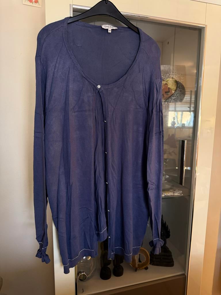 Zhenzi Blauw Vest M = maat 48, Kleding | Dames, Grote Maten, Zo goed als nieuw, Trui of Vest, Blauw, Ophalen of Verzenden