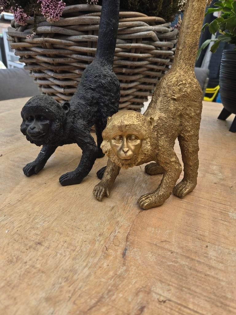 Decoratieve Apen Beeldjes - Zwart en Goud, Huis en Inrichting, Woonaccessoires | Overige, Ophalen of Verzenden, Zo goed als nieuw