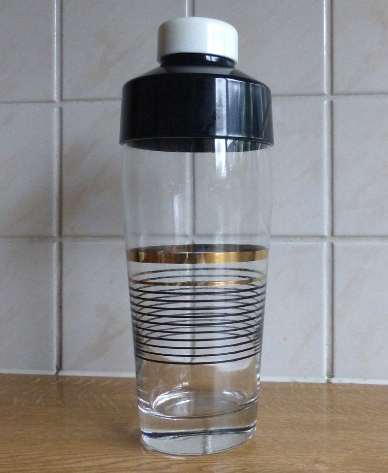 Vintage cocktailshaker Randwyck Maastricht shaker glas, Ophalen of Verzenden, Zo goed als nieuw, Zwart, Overige merken
