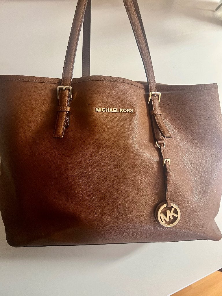 Prachtige Michael Kors Cognac Leren Shopper / Handtas, Verzenden, Gebruikt, Bruin, Shopper