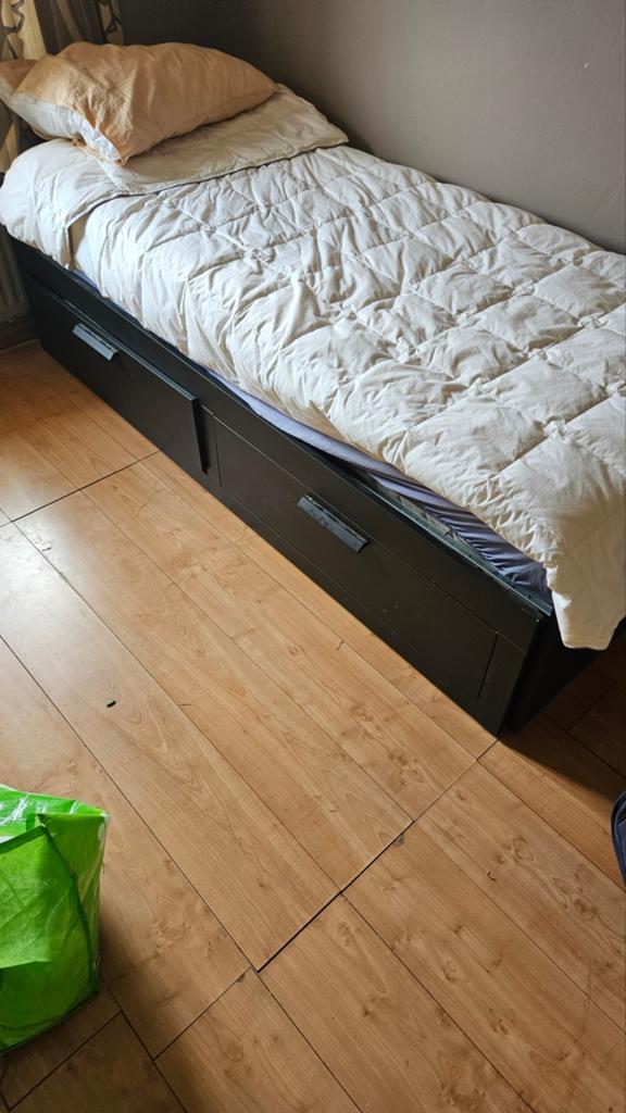 BRIMNES bedbank, Ophalen of Verzenden, Tweepersoons, Zwart, Hout