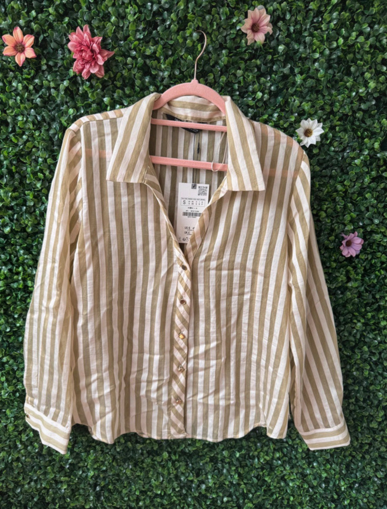 Zara gestreepte blouse – nieuw met kaartje, ongedragen, Ophalen of Verzenden, Nieuw, Maat 36 (S), Beige