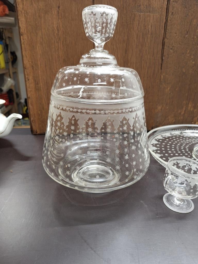 Schitterende Antieke Kristallen Punchset (ca. 1900) – 8-deli, Antiek en Kunst, Antiek | Glas en Kristal, Ophalen
