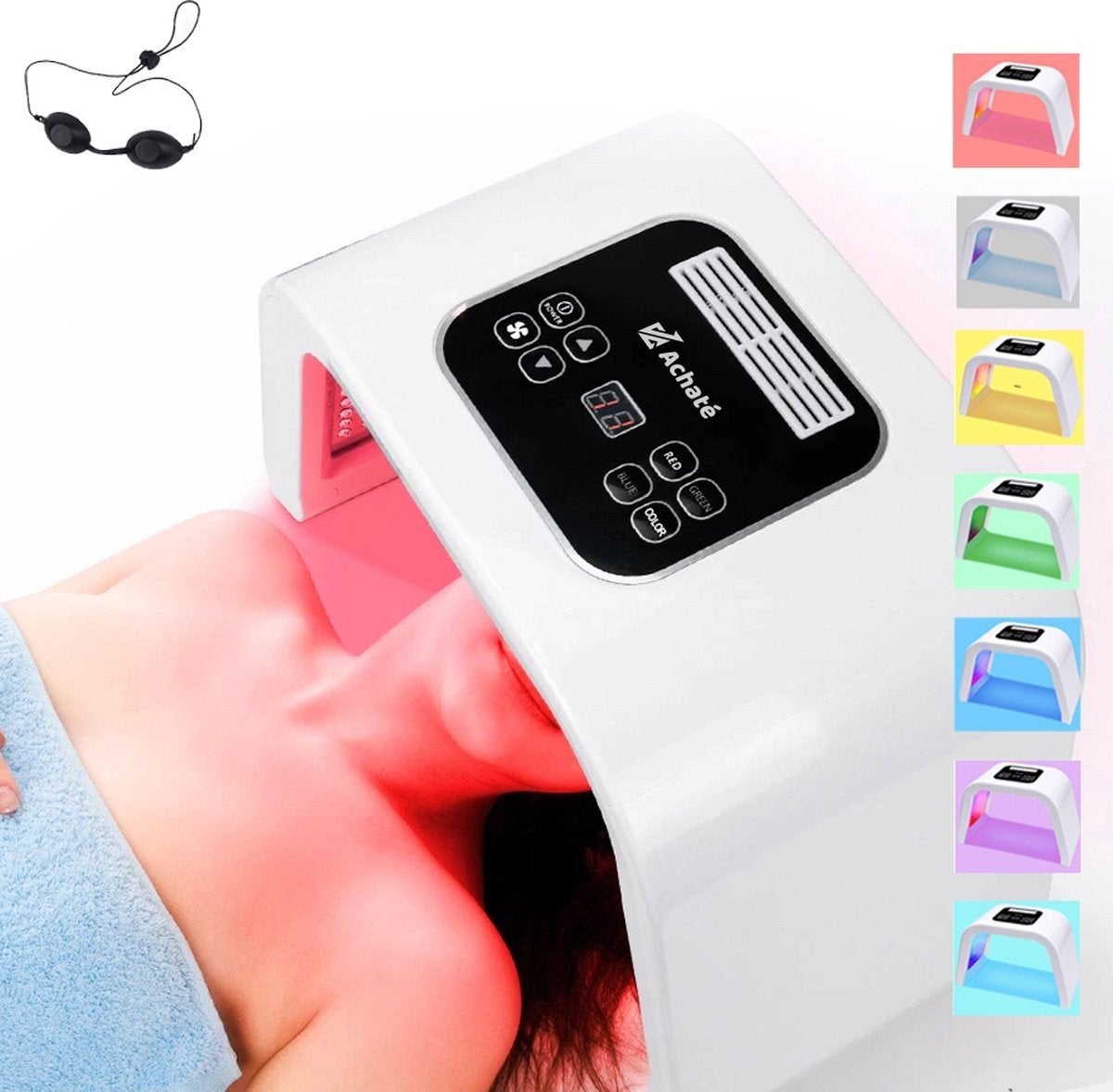 Achaté LED Lichttherapie Gezichtsmasker  7 LED Lichttherapie, Ophalen of Verzenden, Zo goed als nieuw, Overige typen
