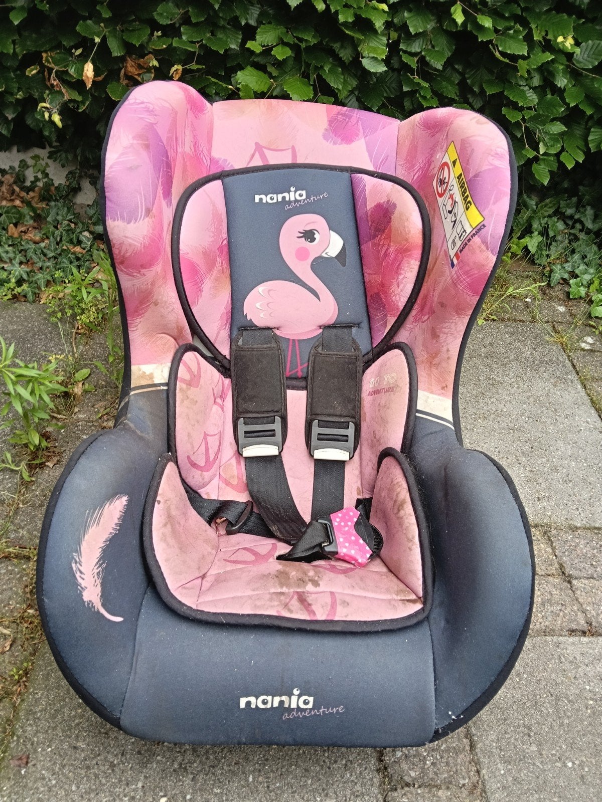Nania Adventure autostoel 0-18 kg - Roze flamingo design, Kinderen en Baby's, 9 t/m 18 kg, Slaapstand, Ophalen, Overige merken