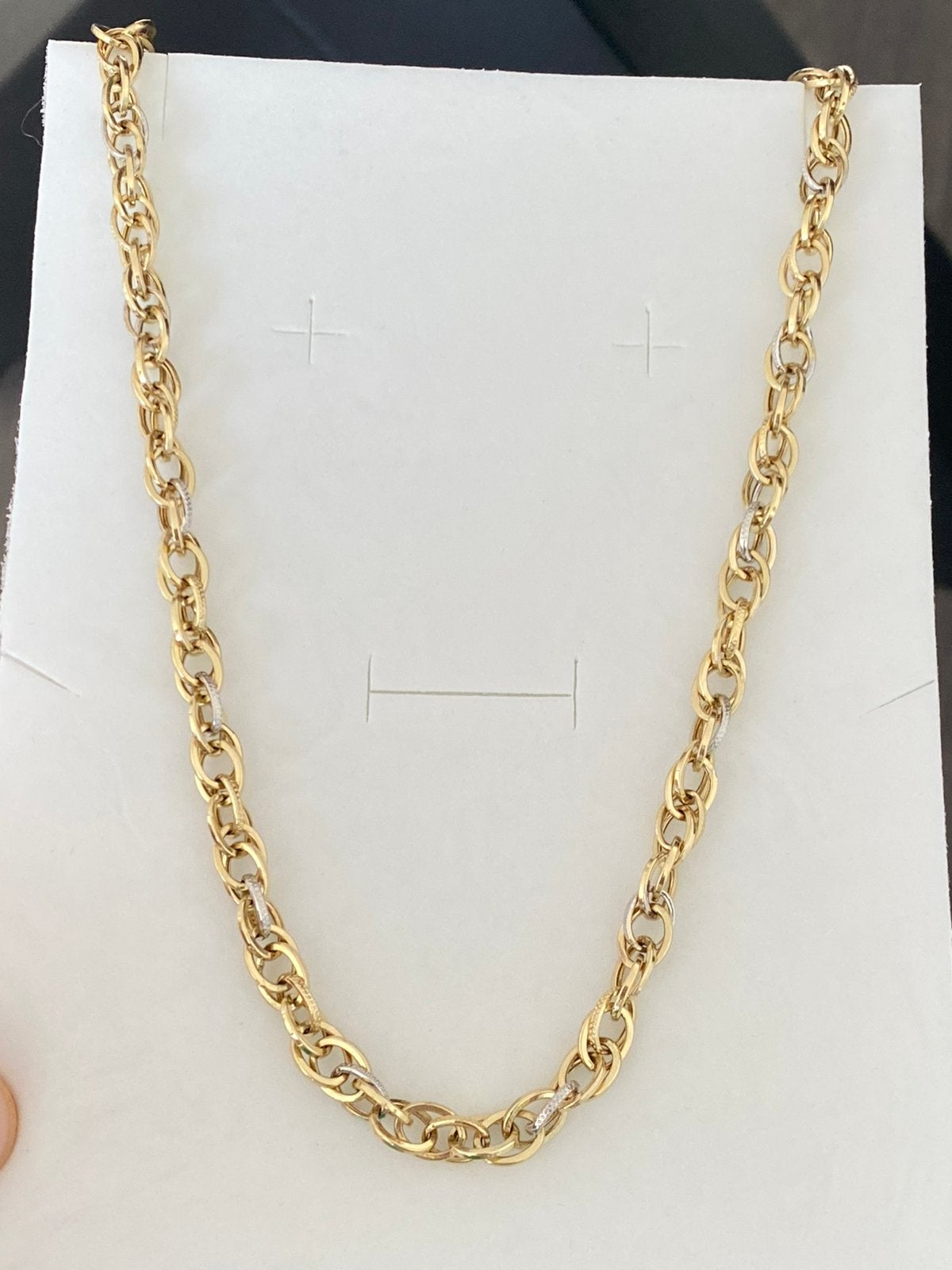 14 karaat(585) gouden ketting, wit en geel goud, Sieraden, Tassen en Uiterlijk, Kettingen, Nieuw, Goud, Goud, Ophalen of Verzenden