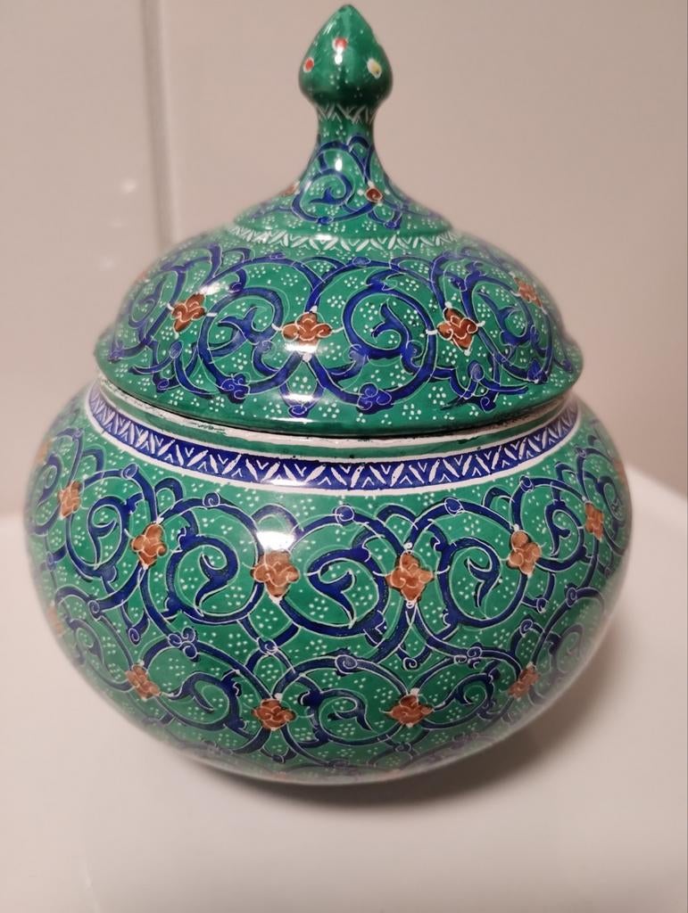 Minakari enamel emaille voorraad pot met deksel, Ophalen of Verzenden