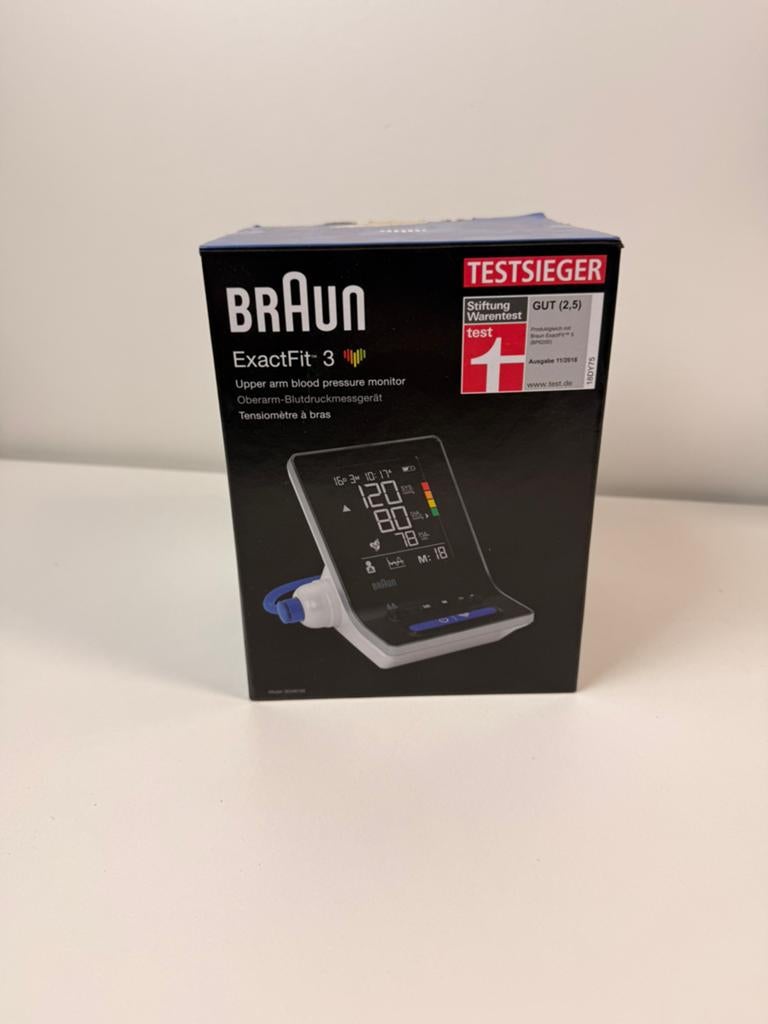 Braun ExactFit 3 Bovenarm Bloeddrukmeter, Sport en Fitness, Hartslagmeters, Ophalen of Verzenden, Nieuw, Overige merken